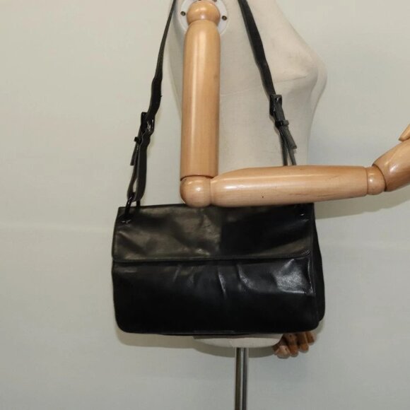 PRADA Shoulder Bag Leather Black Silver Auth 141077 - Picture 3 of 16